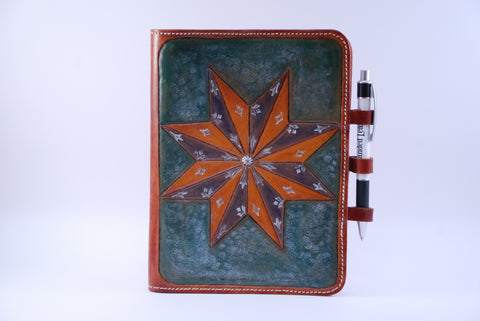 A5 Journal Cover carved with Star Design