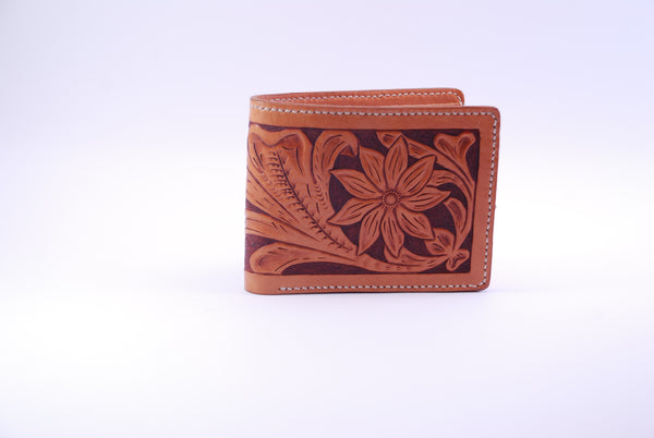 Western Floral Carved Bifold Wallet